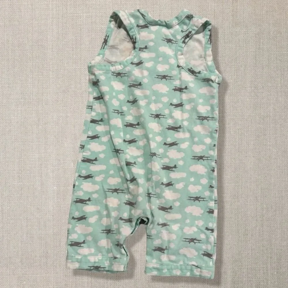 OG Kate Quinn 2018 Airplane Clouds Romper 6-12M Organic Cotton